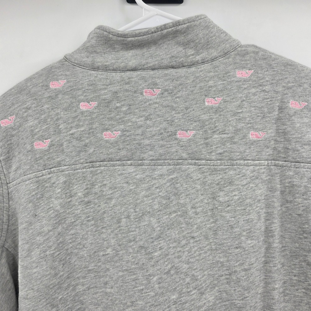 VINEYARD VINES PINK WHALES SHEP 1/4 ZIP SWEATSHIRT WOMENS XL GRAY PULLOVER BEACH - Picture 7 of 13